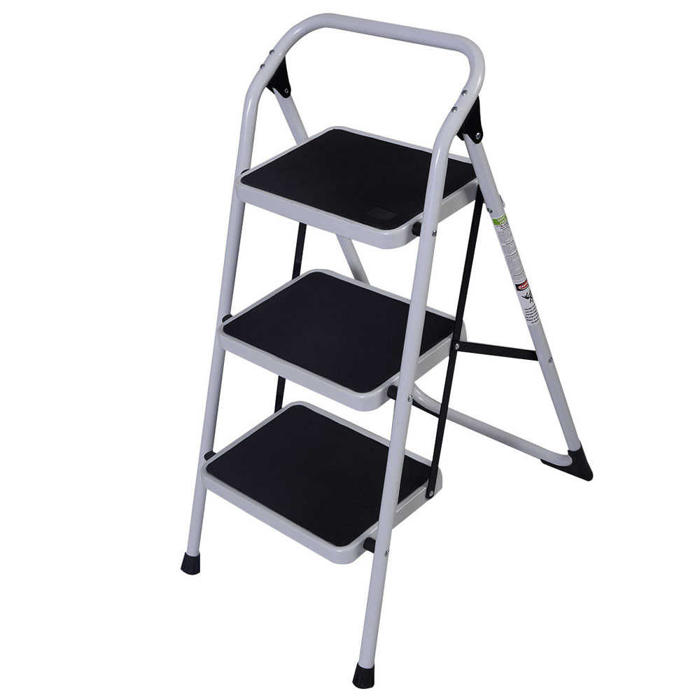 Ktaxon Step Ladder Platform,Lightweight Folding Stool, 3-Step, 330LB Load Capacity,Aluminum Alloy and Iron,for Household, Kitchen, Easy Storage,Non Slip Safety Tread