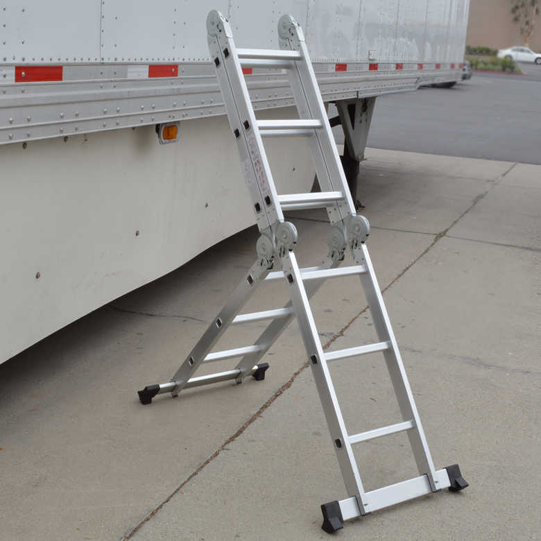 Arksen 12.5FT Aluminum Ladder EN131 Platform Multi-Purpose extension Folding Multi-Task Light Weight (w/ 2 FREE Plate)