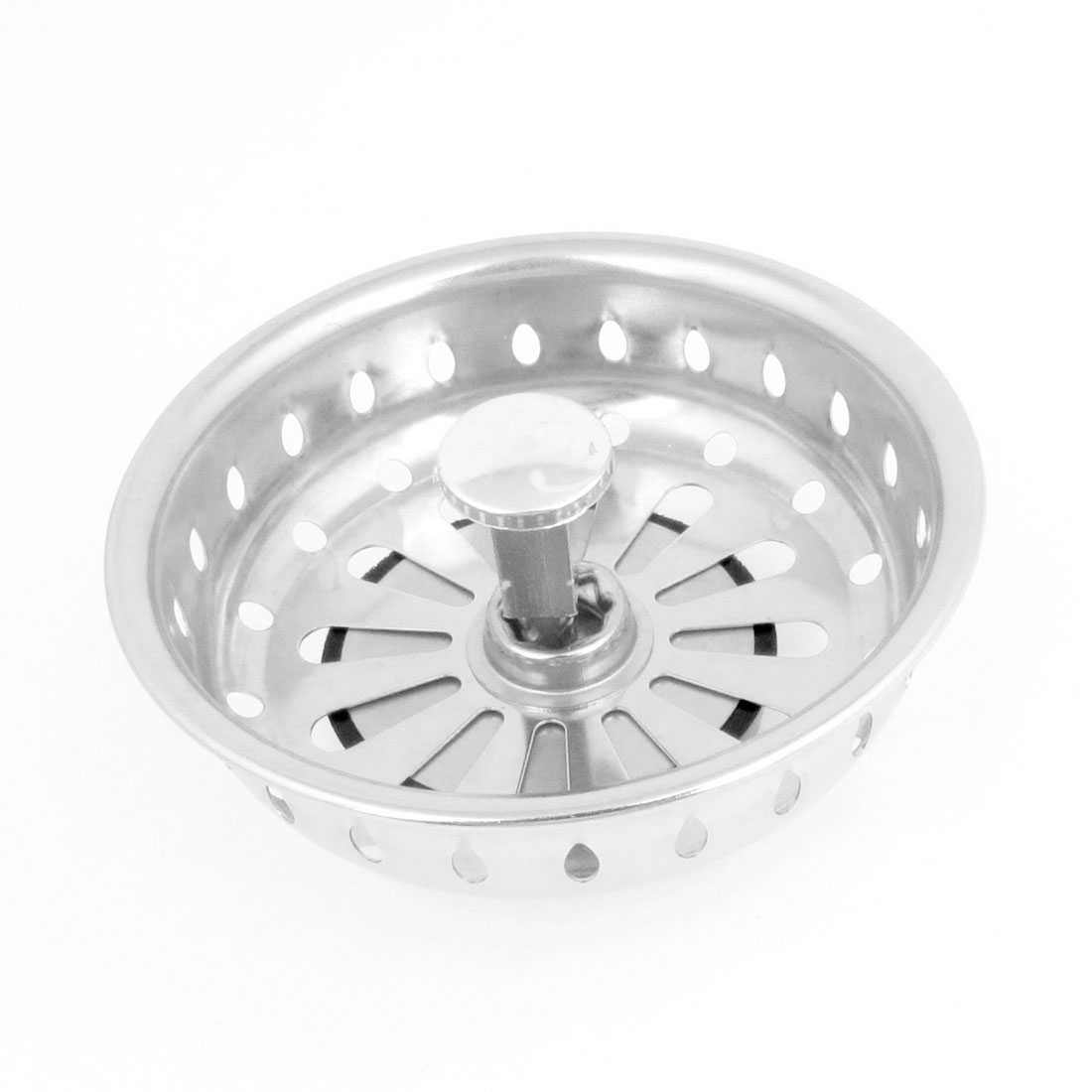 Unique Bargains 3.2' Dia Stainless Steel Sink Strainer Basket Drain Stopper for Kitchen