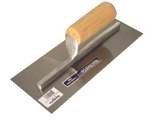 Bon 12-646 Curry 12-Inch by 4-Inch High Carbon Steel Finishing Trowel with Straight Wood Handle