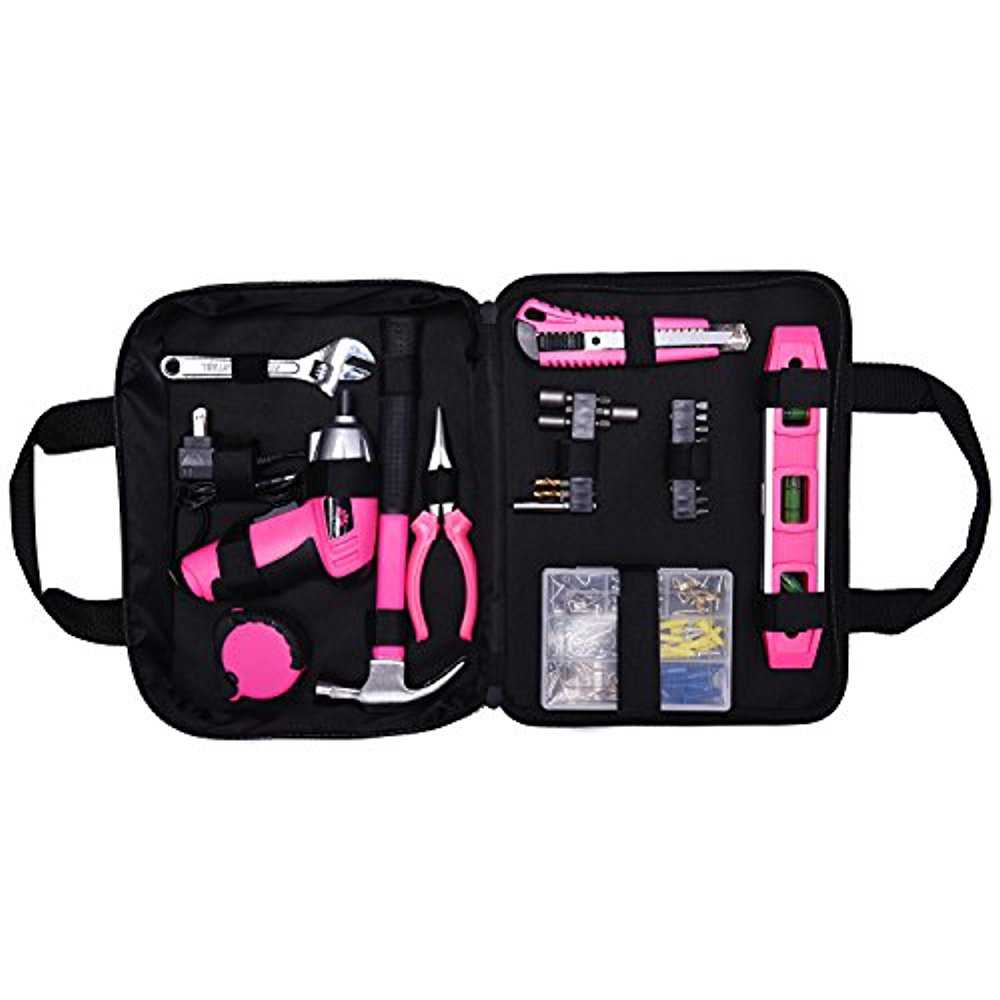 SP128HK101- SERIOUSLY PINK 128PC LADY HOUSEHOLD TOOL KIT