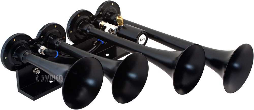 Vixen Horns Loud 149dB 3/Triple Black Trumpet Train Air Horn with 1.5 Gallon Tank and 150 PSI Compressor Full/Complete Onboard System/Kit VXO8715/4124B