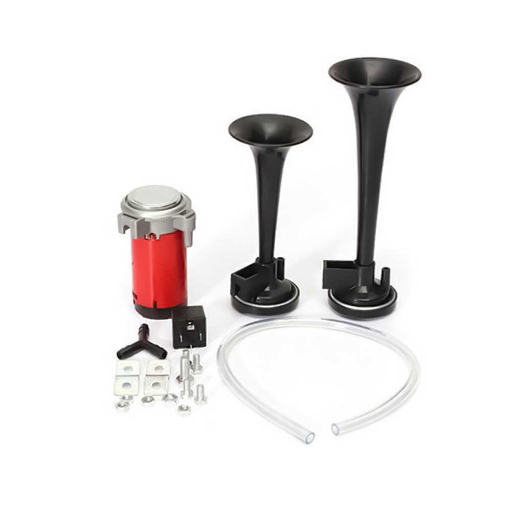 Universal 178DB Super Loud Dual Trumpet Air Horn Kit with 12V Air Compressor for Boat Truck Train Car Vehicle