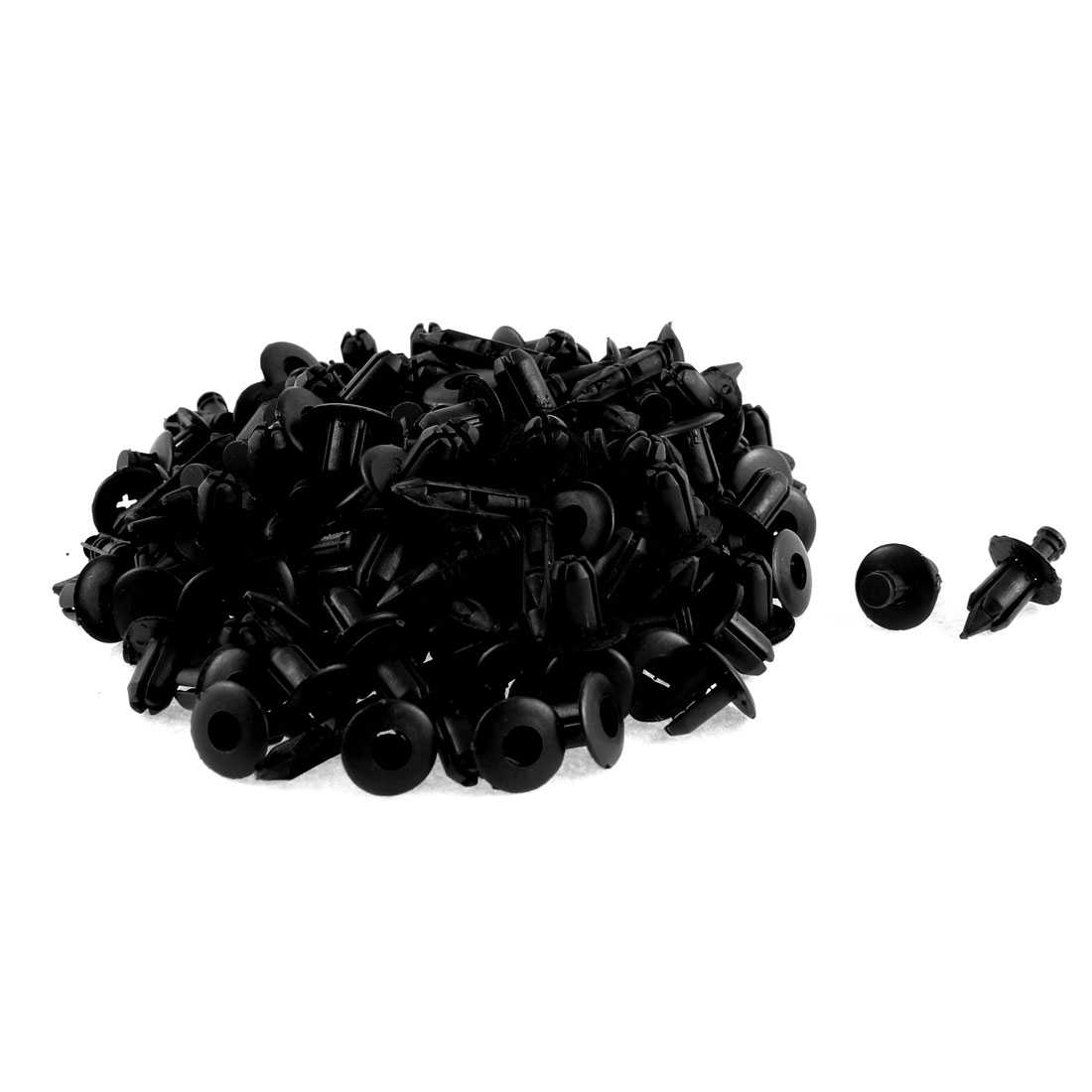 Unique Bargains 100 Pcs Black Plastic Body Door Trim Fastener Mat Rivet for 7mm Hole
