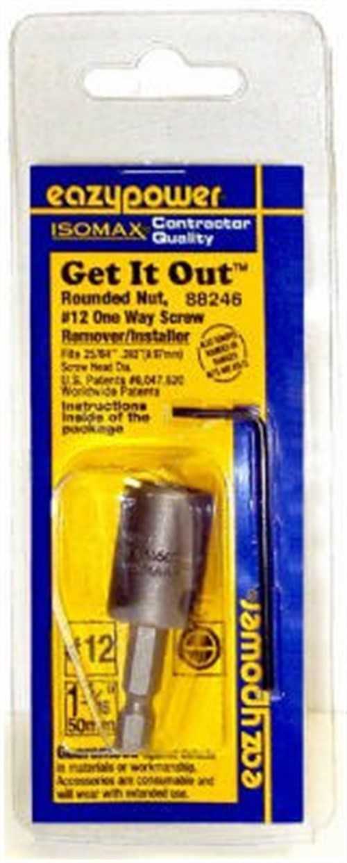 Eazypower Get It Out Rounded Nut One Way Screw, 392in, 2in, #12, 1pk