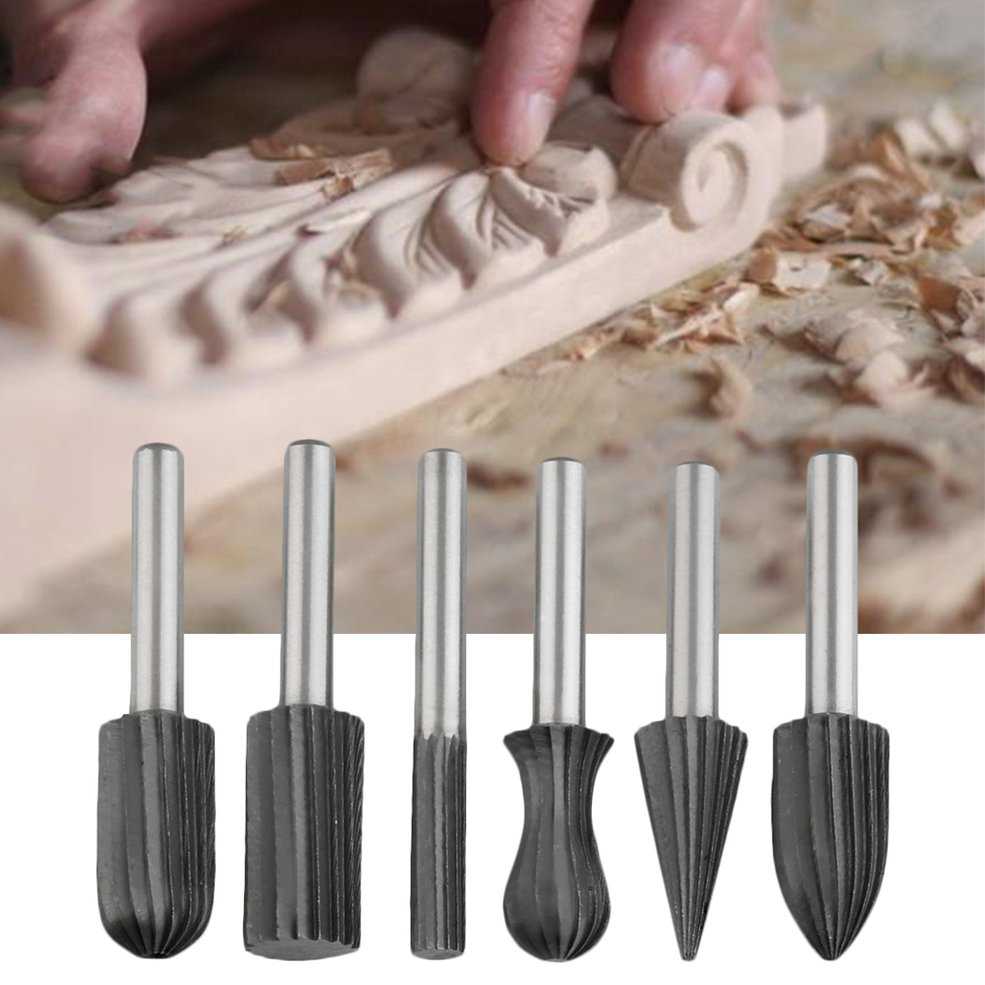 New 6pcs 6mm Rotary Burr Set HSS Rotary Files For Metal Plastic Wood Grinding for grinding metal, plastic, wood soft metal