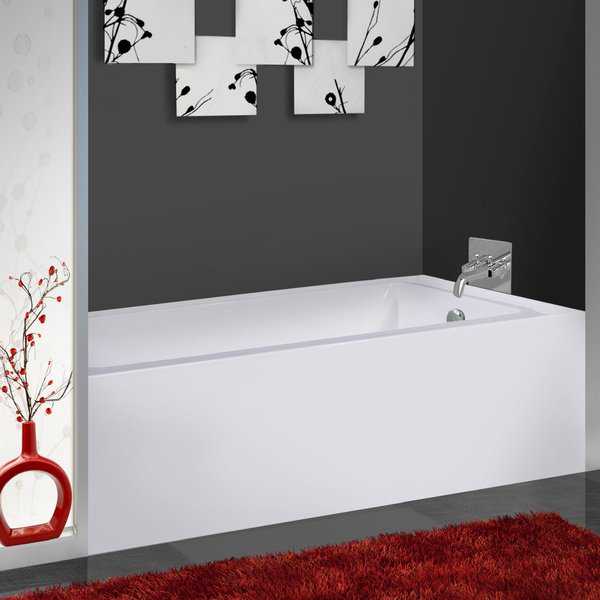 Fine Fixtures White Acrylic 60-inch Rectangle Soaking Bathtub