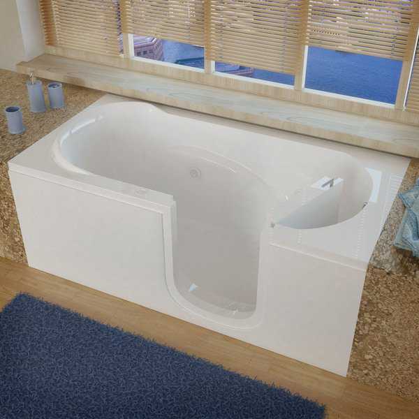 MediTub Step-In 30x60-inch Right Drain White Whirlpool Jetted Step-In Bathtub