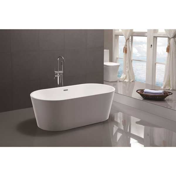 Vanity Art White Acrylic 67.5-inch Freestanding Soaking Bathtub