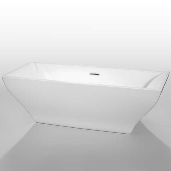 Wyndham Collection Maryam 71-inch White Acrylic Soaking Bathtub