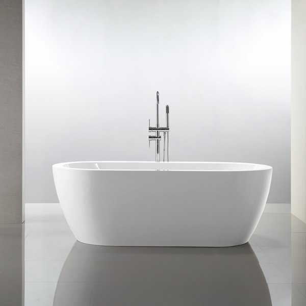 Vanity Art Freestanding White Acrylic 68-Inch Oval Soaking Bathtub