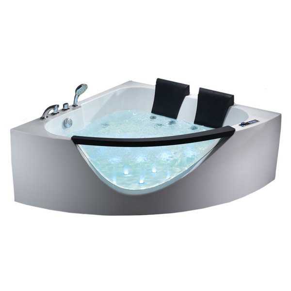EAGO AM199HO 5-foot Double Seat Corner Whirlpool Bath Tub with Inline Heater