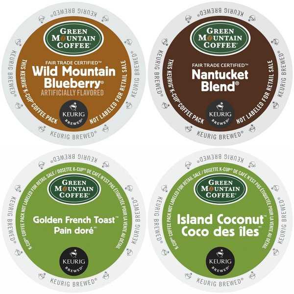 Green Mountain Wild Mountain Blueberry, Nantucket Blend, Golden French Toast & Island Coconut Coffee, K-Cups, 48 Count
